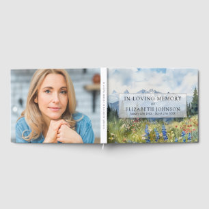 Mountain Floral Celebration of Life Funeral Photo Guest Book