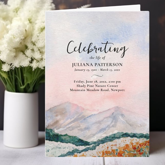 Mountain Floral Field Celebration of Life Funeral Program (Creator Uploaded)
