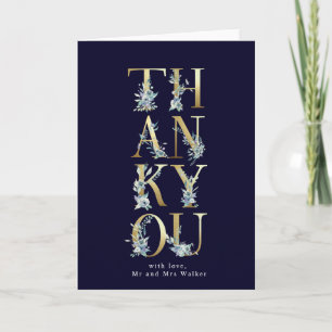 mountain floral gold letters thank you folded card