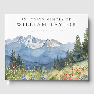 Mountain Floral In Loving Memory Funeral Guest Book