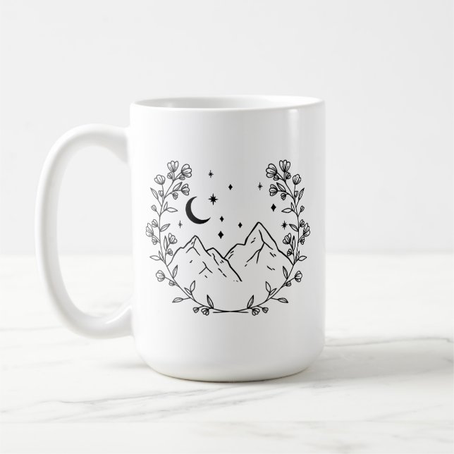 Mountain Floral Wreath Coffee Mug (Left)