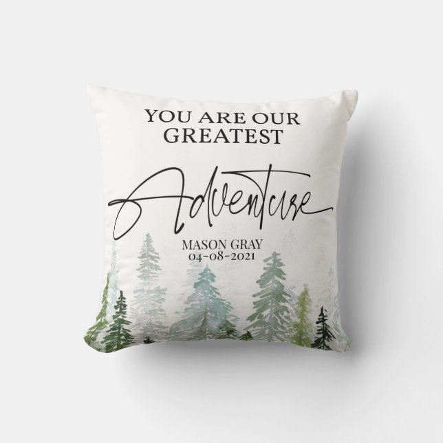 Mountain, forest, Adventure, Nursery decor Cushion (Front)