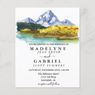 Mountain Forest Autumn Watercolor Rustic Wedding F Flyer