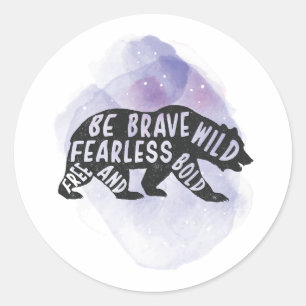 Mountain Forest Bear Lover Silhouette Classic Round Sticker