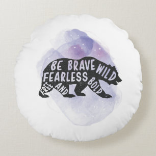 Mountain Forest Bear Lover Silhouette Round Cushion