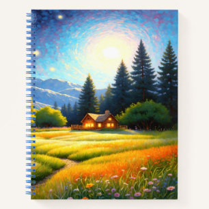 Mountain Forest Cabin Art Notebook