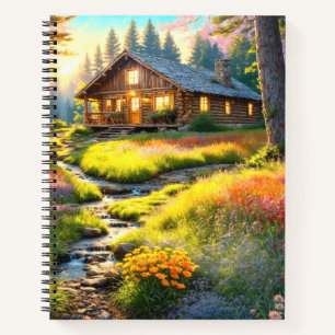 Mountain Forest Cabin Art Notebook