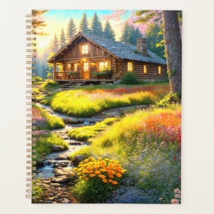 Mountain Forest Cabin Art Planner