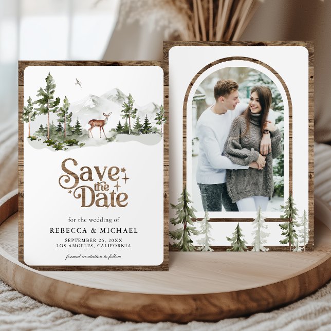 Mountain Forest Deer Photo Wedding Save The Date (Creator Uploaded)