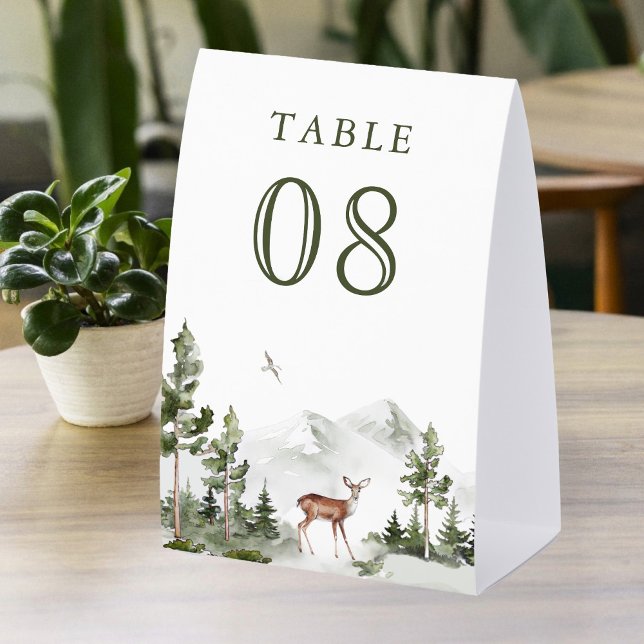 Mountain Forest Deer Wedding Table Number (Creator Uploaded)