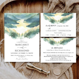 Mountain Forest Elegant Modern Rustic Wedding Invitation