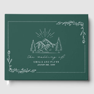 Mountain Forest Emerald Rustic Wedding Guest Book