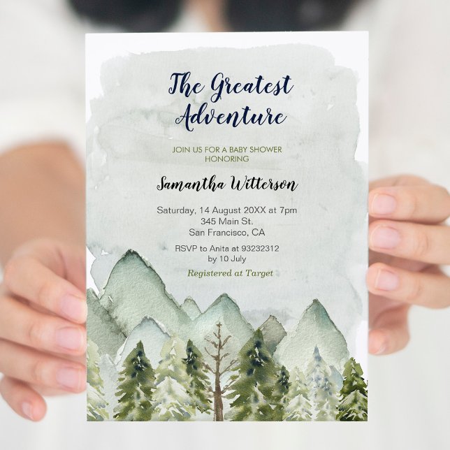 Mountain Forest Greatest Adventure Baby Shower Invitation (Creator Uploaded)