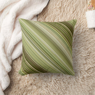 Mountain Forest Green and Brown Stripe and Plaid Cushion