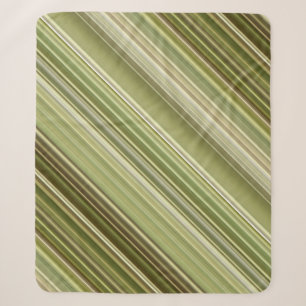 Mountain Forest Green and Brown Stripe Sherpa Blanket