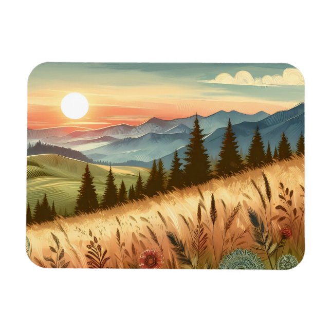 Mountain Forest Hills Country Boho Nature Magnet (Horizontal)
