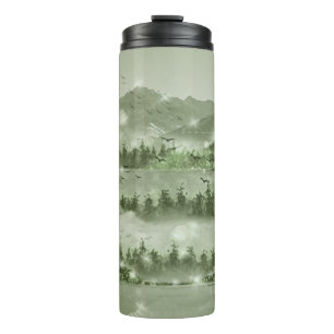Mountain Forest Lake Landscape Mixed Media  Thermal Tumbler