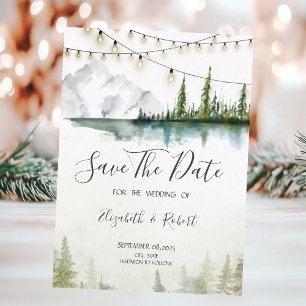 Mountain,Forest,Lake,Lights Chic Save The Date