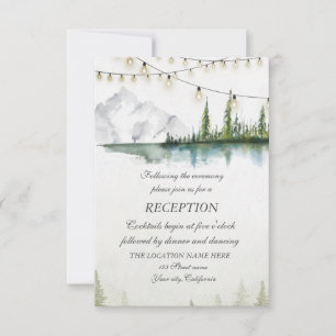 Mountain,Forest,Lake,Lights Wedding Reception Invitation
