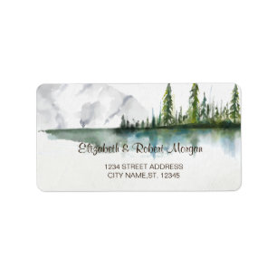 Mountain,Forest,Lake,String Lights  Label