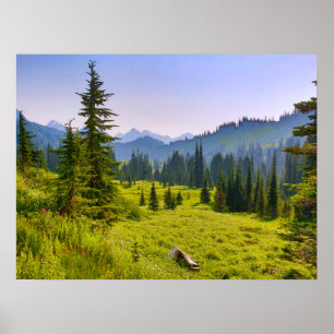 Mountain & Forest Landscape Washington State Poster