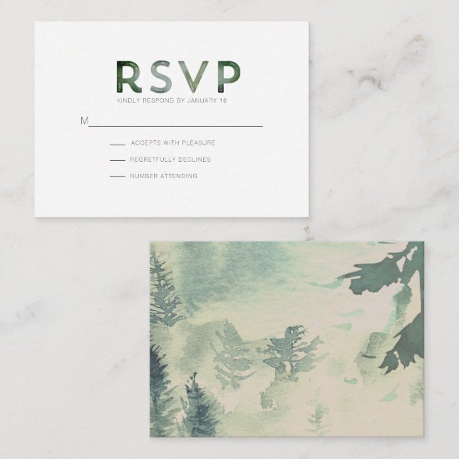 Mountain Forest Modern RSVP 3x2 Enclosure Card (Front/Back)