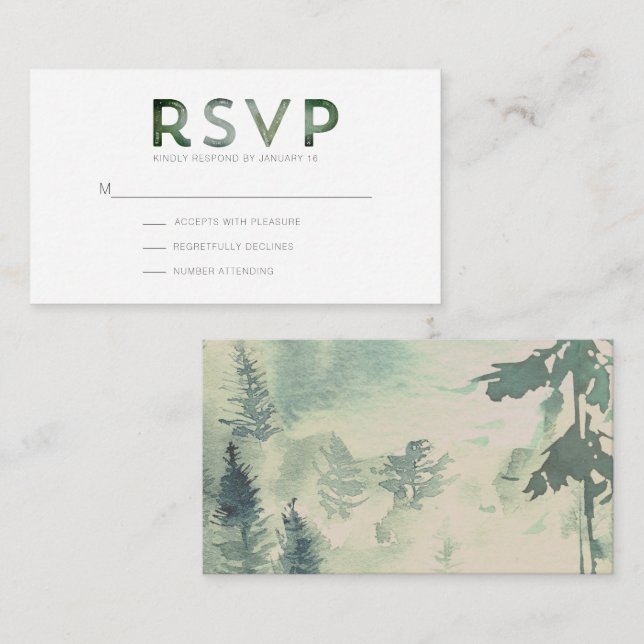 Mountain Forest Modern RSVP Enclosure Card (Front/Back)