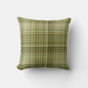 Mountain Forest Olive Green Plaid Cushion