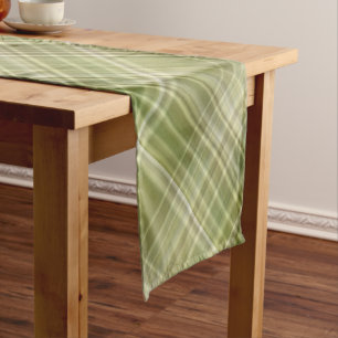 Mountain Forest Olive Green Plaid Short Table Runner