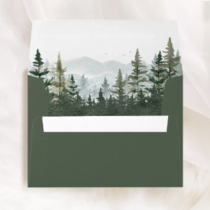Mountain Forest Pine Wedding Liner & Addressed Envelope