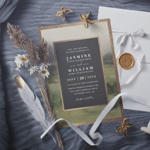 Mountain Forest Rustic Elegant Modern Wedding Invitation