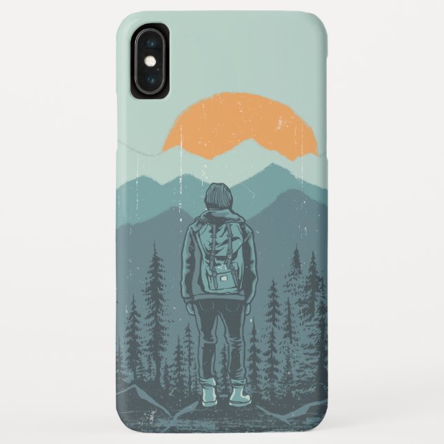 Mountain Forest Sunset Backpack Hiker Woman  Case-Mate iPhone Case (Back)