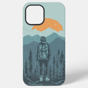 Mountain Forest Sunset Backpack Hiker Woman iPhone 12 Pro Max Case
