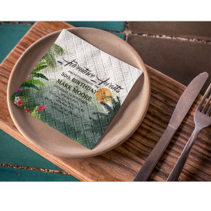 Mountain & Forest Sunset Birthday Invitation Napkin