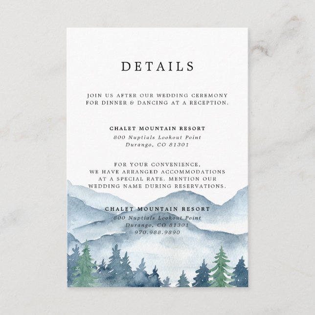 Mountain Forest Watercolor Rustic Theme  Enclosure Card (Front)