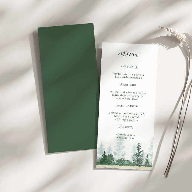 Mountain Forest Watercolor Wedding Dinner Menu (Creator Uploaded)