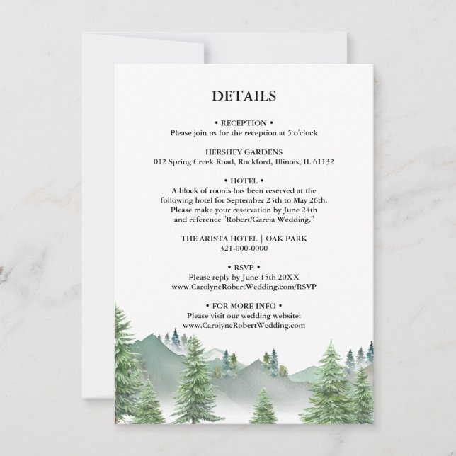 Mountain Forest Wedding Details Invitation (Front)