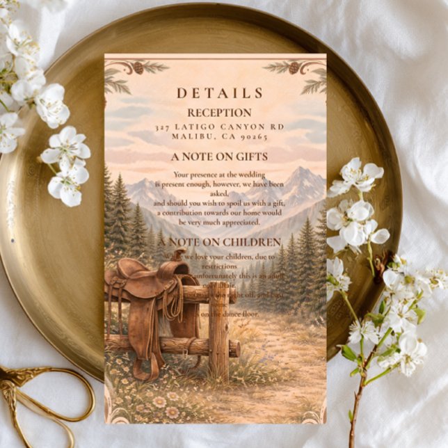 Mountain Forest Western Saddle Wedding Enclosure Card (Creator Uploaded)