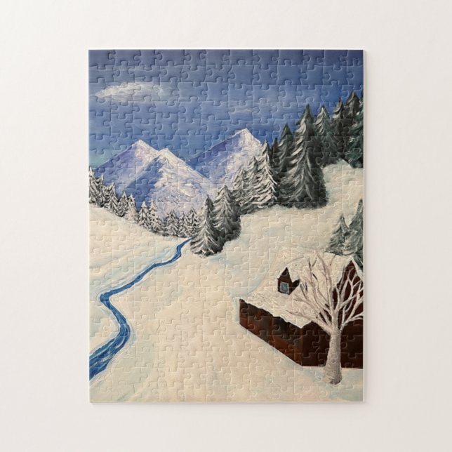 Mountain Forest Wilderness Painting Jigsaw Puzzle (Vertical)