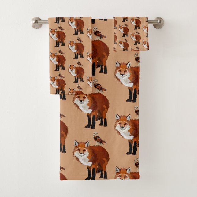MOUNTAIN FOX & AMBER OWL BATH TOWEL SET (Insitu)