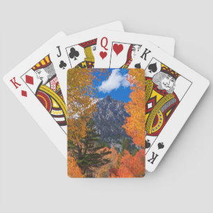 Mountain framed in fall foliage, CA Playing Cards