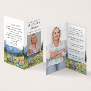 Mountain Funeral Memorial Photo Prayer Poem Cards