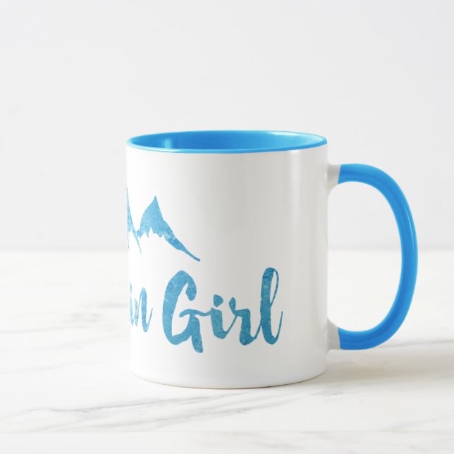 Mountain Girl Blue Watercolor Mug (Right)