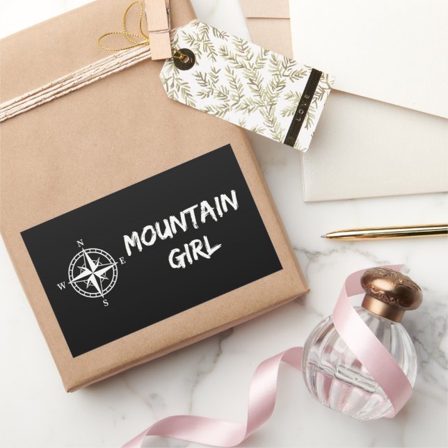 Mountain girl rectangular sticker (Gifting)