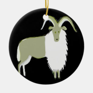 Mountain Goat,, add, edit text Ceramic Ornament