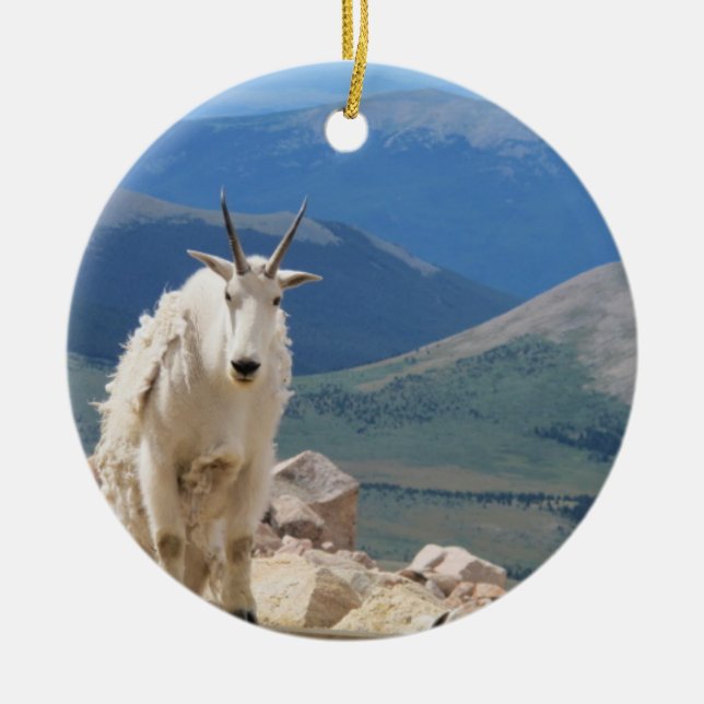 Mountain Goat Ceramic Ornament (Front)