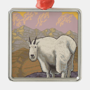 Mountain Goat - Chugach National Forest, Metal Tree Decoration