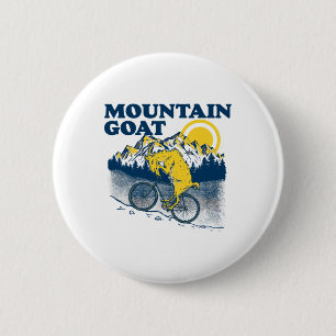 Mountain Goat Funny Mountain Biking Goat Biker Vin 6 Cm Round Badge