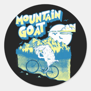 Mountain Goat Funny Mountain Biking Goat Biker Vin Classic Round Sticker