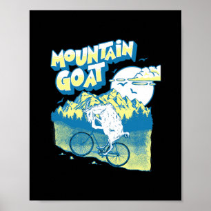Mountain Goat Funny Mountain Biking Goat Biker Vin Poster